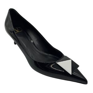 VALENTINO BLACK / WHITE 50MM ONE STUD PATENT LEATHER PUMPS